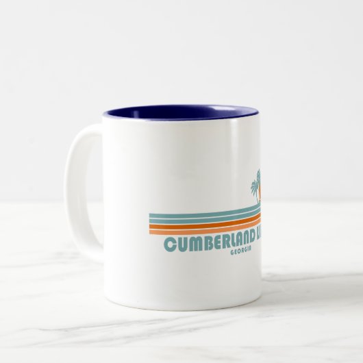 Cumberland Island Georgia Sun Palm Trees Tweekleurige Koffiemok (Voorkant links)