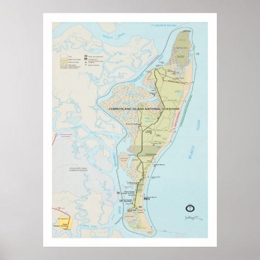 Cumberland Island National Seashore Map (1991) Poster (Voorkant)
