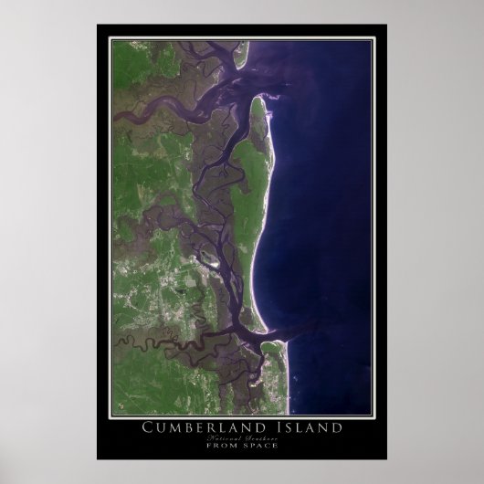 Cumberland Island National Seashore Satellite Map Poster (Voorkant)