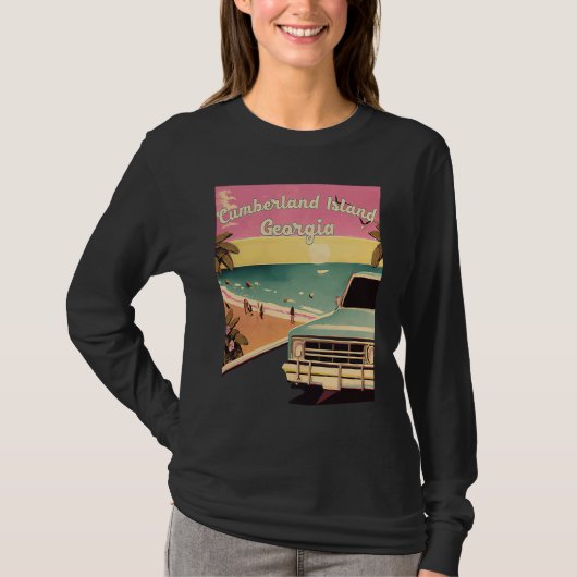 Cumberland Island Retro Beach Vacation Graphics Ge T-shirt (Voorkant)
