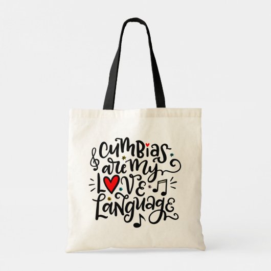 Cumbias zijn mijn liefdestaal, Spanglish Lettering Tote Bag (Achterkant)