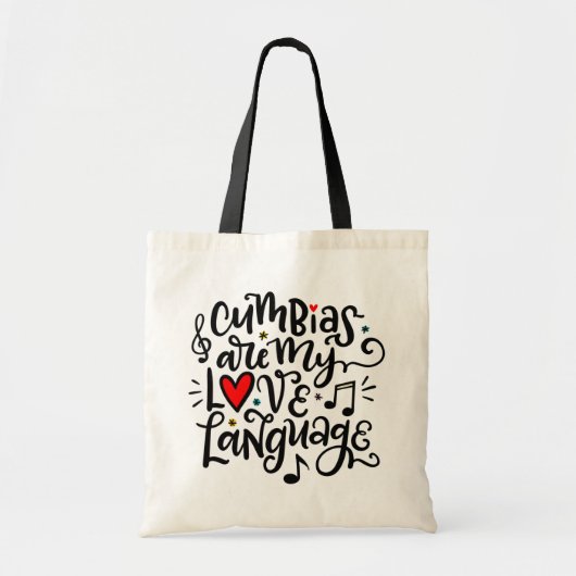 Cumbias zijn mijn liefdestaal, Spanglish Lettering Tote Bag (Voorkant)