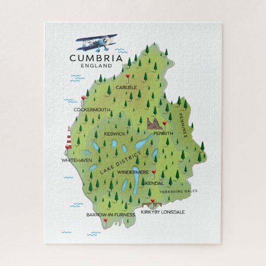 Cumbria Engeland Kaart reisposter. Legpuzzel (Verticaal)