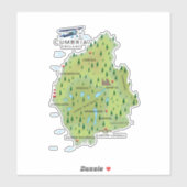 Cumbria Engeland Kaart reisposter. Sticker (Vel)