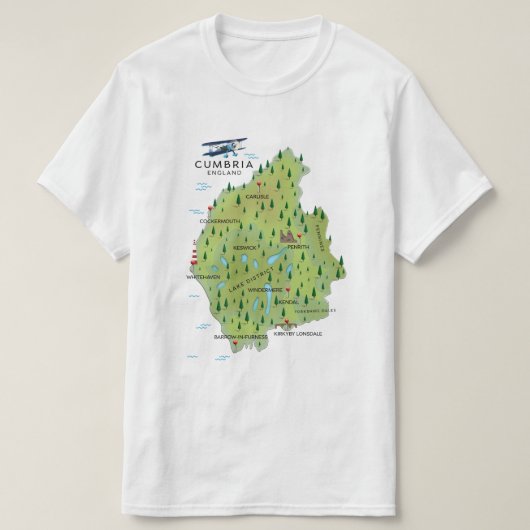 Cumbria Engeland Kaart reisposter. T-shirt (Design voorkant)