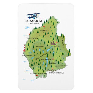 Cumbria Engeland Reisposter kaart. Magneet