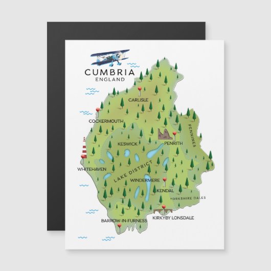 Cumbria England Map reisposter. (Voorkant / Achterkant)
