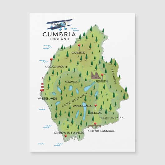 Cumbria England Map reisposter. (Voorkant)