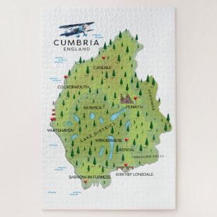 Cumbria England Map reisposter. Legpuzzel
