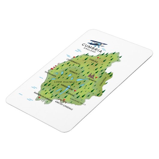 Cumbria England Map reisposter. Magneet (Linkerzijde)