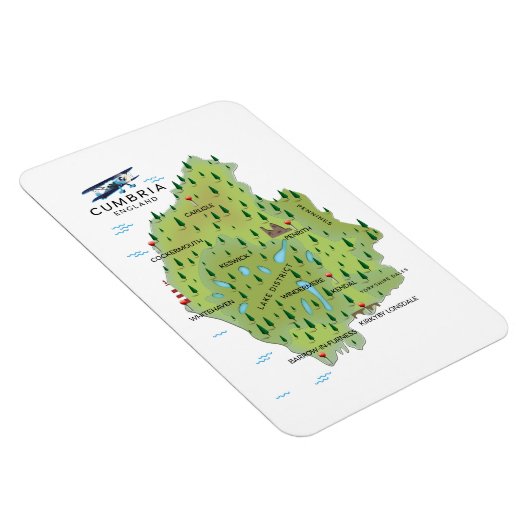 Cumbria England Map reisposter. Magneet (Rechterzijde)
