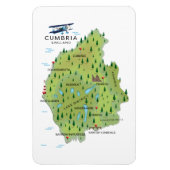 Cumbria England Map reisposter. Magneet (Verticaal)