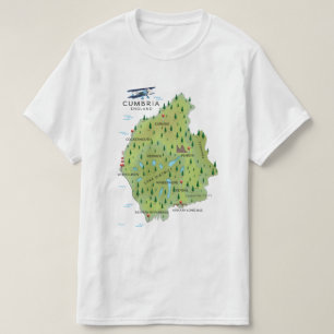 Cumbria England Map reisposter. T-shirt