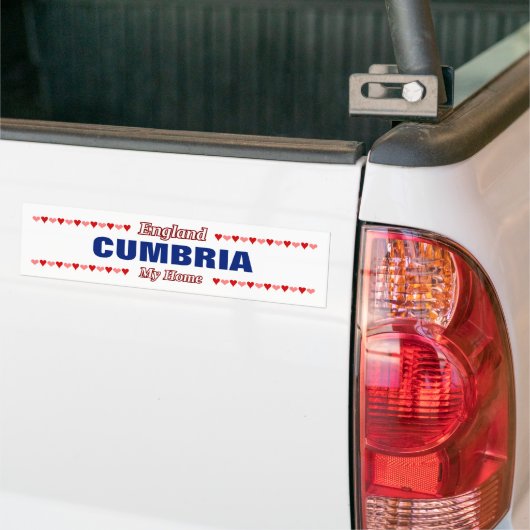 CUMBRIA - Mijn thuisland - Engeland; Rode en roze  Bumpersticker (Op Truck)