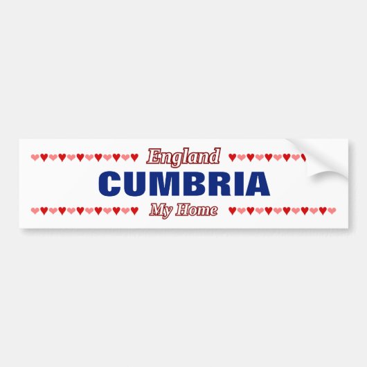 CUMBRIA - Mijn thuisland - Engeland; Rode en roze  Bumpersticker (Voorkant)