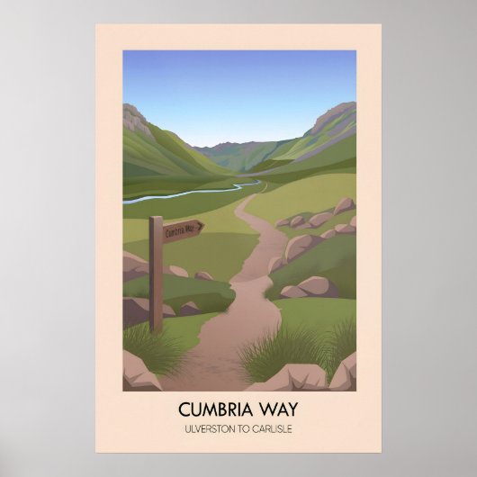 Cumbria Way Lange Afstands Wandelpad Reizen Poster (Voorkant)