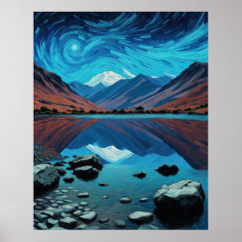Cumbriaanse heuvels en bergen, meren, Van Gogh-luc Poster