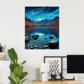 Cumbriaanse heuvels en bergen, meren, Van Gogh-luc Poster (Thuiskantoor)