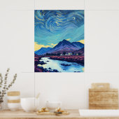 Cumbrian Hills & Mountains, Cottages, Van Gogh Sky Poster (Keuken)