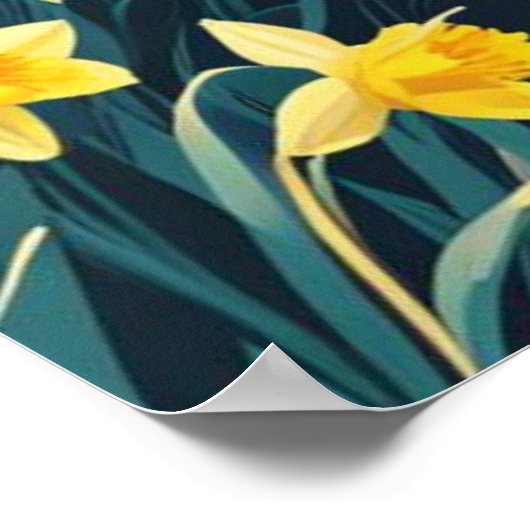 Cumbrian Hills & Mountains, Meer, Gouden Daffodils Poster (Hoek)