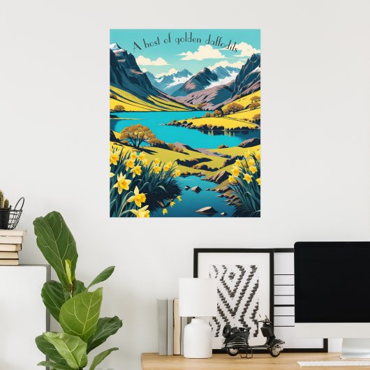 Cumbrian Hills & Mountains, Meer, Gouden Daffodils Poster (Thuiskantoor)