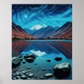 Cumbrian Hills & Mountains, Meren, Van Gogh Sky Poster (Voorkant)