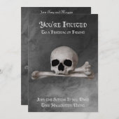 Cumelie en kruisbeenderen bij Gray Halloween Invit Aankondiging (Voorkant / Achterkant)