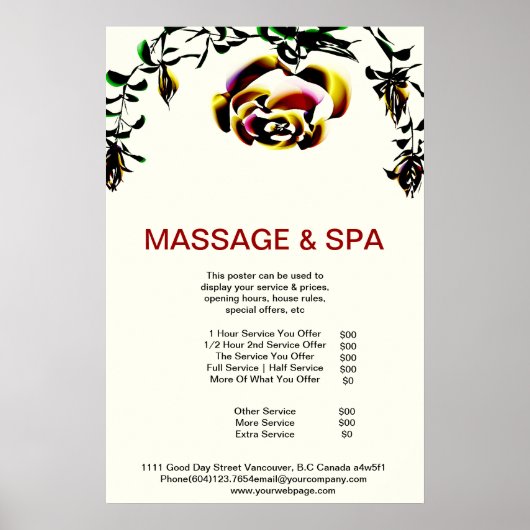 Cumingtonite Spa Massage Beauty Salon Poster (Voorkant)