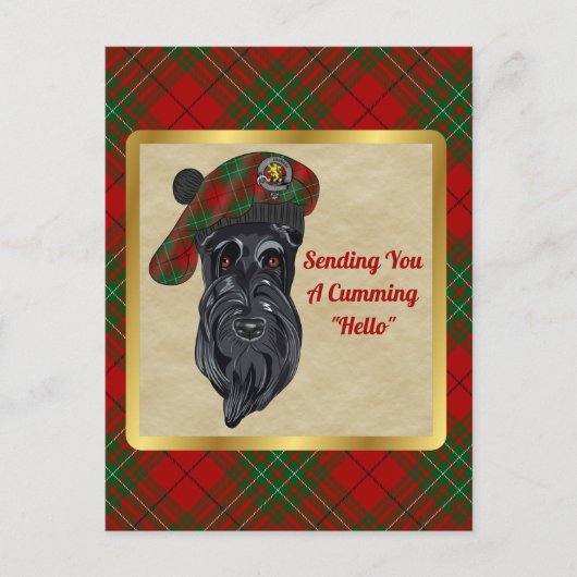 Cumming Clan Badge & Tartan Briefkaart (Voorkant)