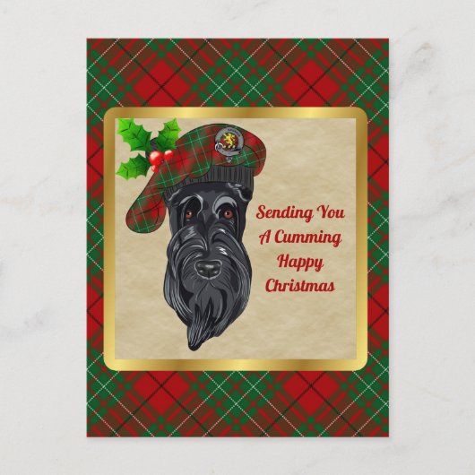 Cumming Clan Badge & Tartan Kerst Briefkaart (Voorkant)