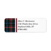 Cumming Clan Rood en Blauw Schots Tartan Etiket (Voorkant)
