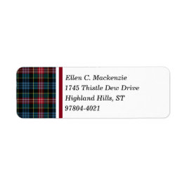 Cumming Clan Rood en Blauw Schots Tartan Etiket