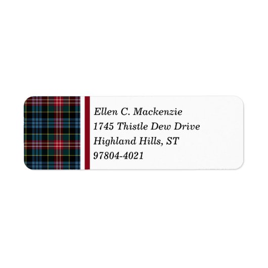 Cumming Clan Rood en Blauw Schots Tartan Etiket (Voorkant)