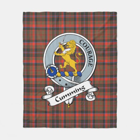 Cumming Hunting Weathered Clan Badge Tartan Pset Fleece Deken (Voorkant)