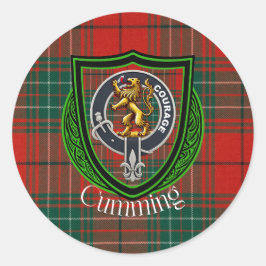 Cumming Schotse Clan Tartan & Wapen Ronde Sticker