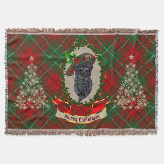 Cumming Scottie Dog Kerstmis Throw Blanket Deken (Voorkant)