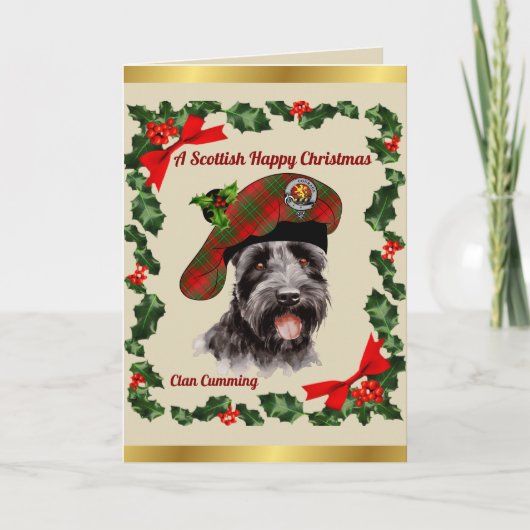 Cumming Scottie Dog Personalized Xmas Kaart (Voorkant)