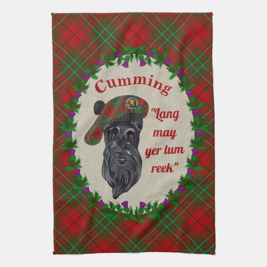 Cumming Scottie Hond Keukenhanddoek (Verticaal)