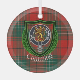 Cumming Scottish Clan Tartan & Crest Glas Ornament