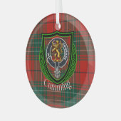 Cumming Scottish Clan Tartan & Crest Glas Ornament (Voorkant links)