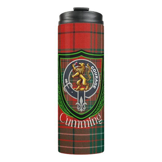 Cumming Scottish Clan Tartan & Crest Thermosbeker (Voorkant)