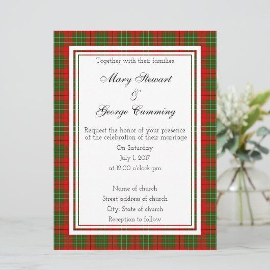 Cumming Scottish Wedding Invitation Kaart (Staand voorkant)
