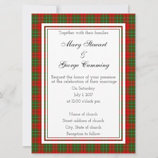 Cumming Scottish Wedding Invitation Kaart (Voorkant)