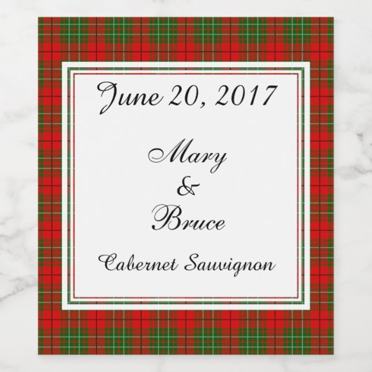 Cumming Scottish Wedding Wine Label Wijn Etiket (Enkel label)