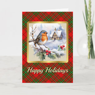 Cumming Tartan met Robin Persoonlijke Kerstmis Kaart