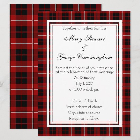 Cummingham Scottish Wedding Invitation Kaart (Voorkant / Achterkant)