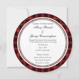 Cummingham Scottish Wedding Round Invitation Kaart