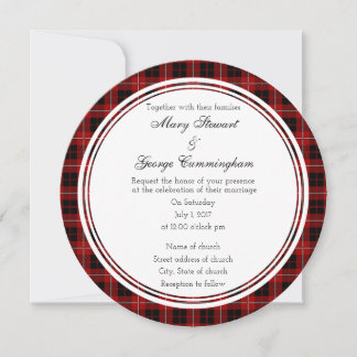 Cummingham Scottish Wedding Round Invitation Kaart