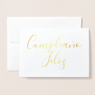 Cumpleaño Feliz eenvoudige kalligrafie Goudfolie K Folie Kaarten