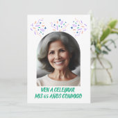 Cumpleaños de 65 Años Fiesta Foto Kaart (Staand voorkant)